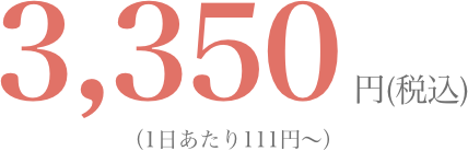 3,350円(税込)（1日あたり111円〜）